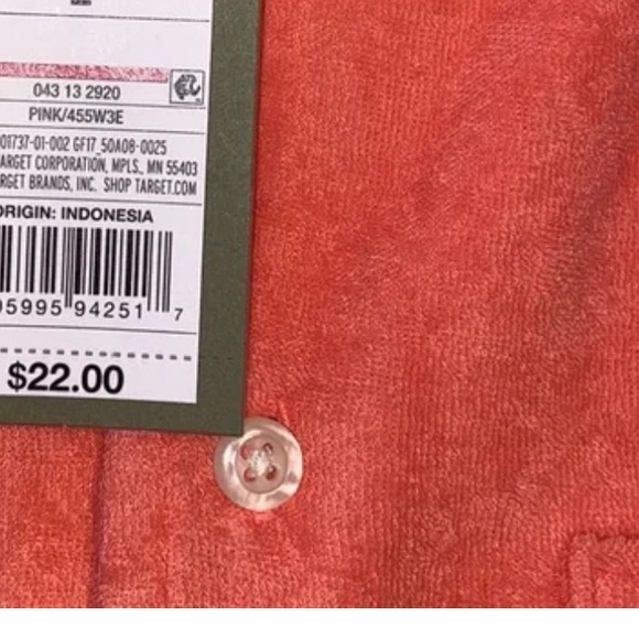 Goodfellow & co terry camp shirt coral color new - Picture 3 of 3